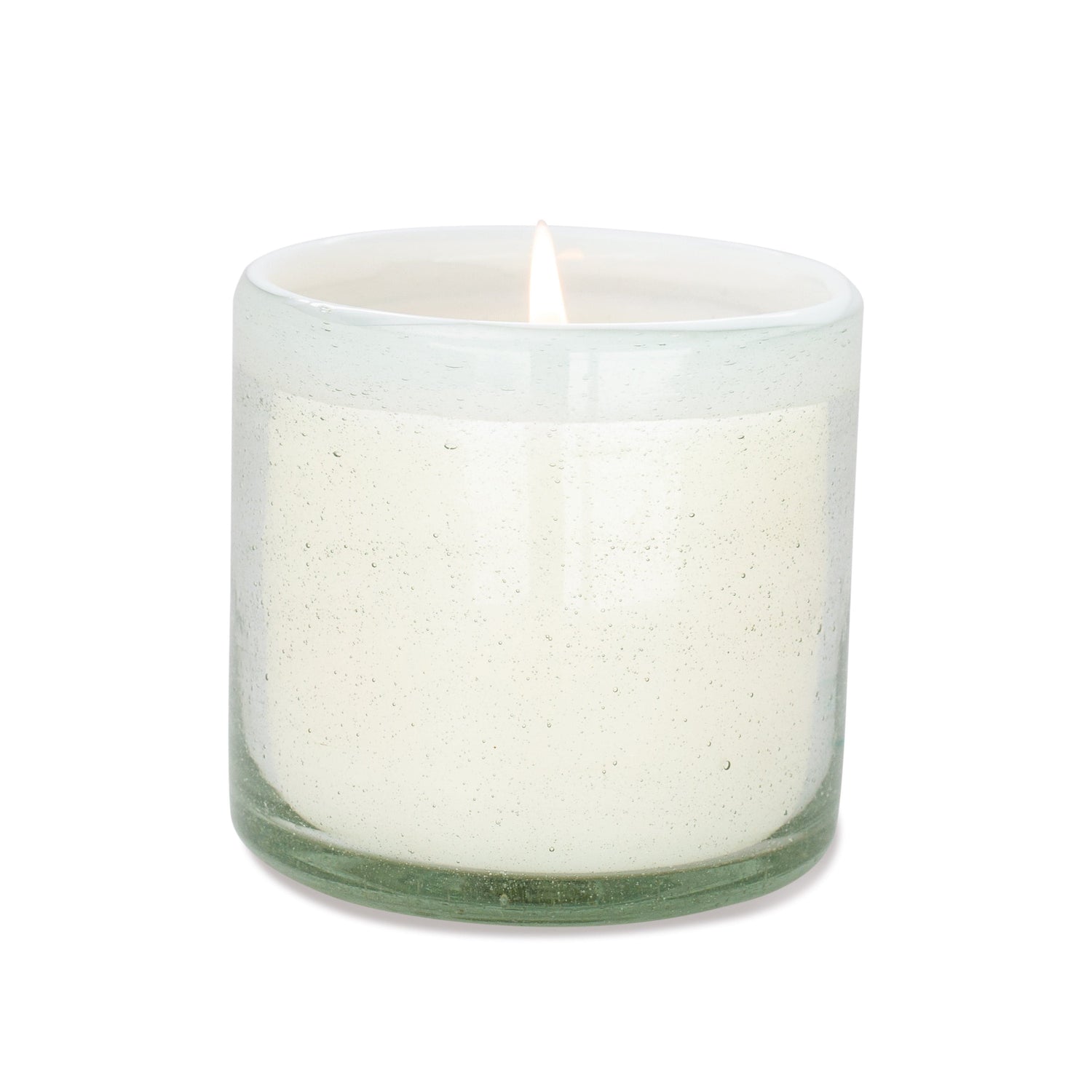 La Playa 9 oz Candle - Amber + Coconut - glass vessel with white colored rim