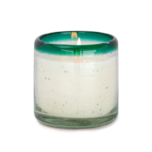 La Playa 9 oz Candle - Cactus Flower Bamboo - glass vessel with green colored rim