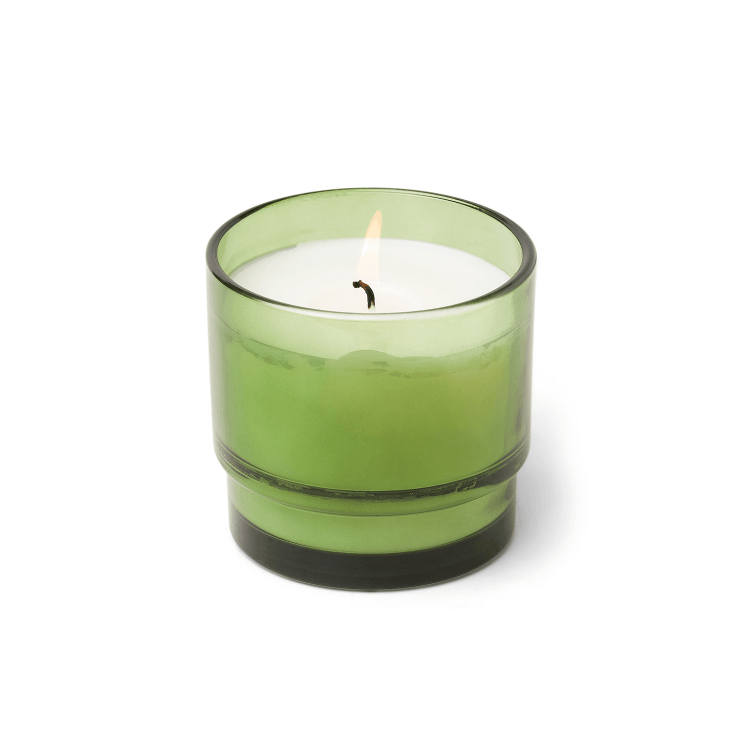 7 oz candle in glass vessel tinted green; white wax; one wick; a part of the Al Fresco collection