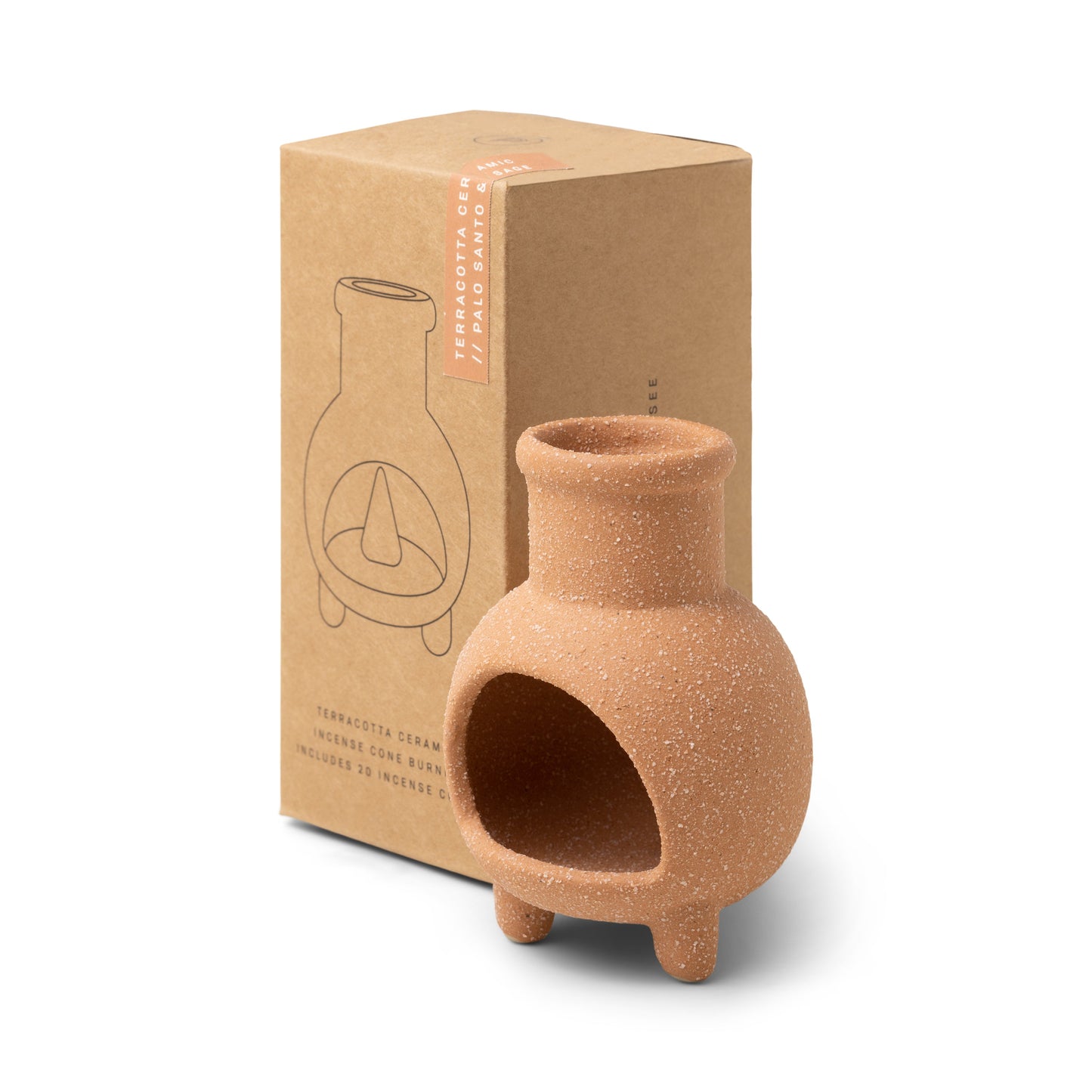 Ceramic Chimnea Incense Cone Holder and box side by side
