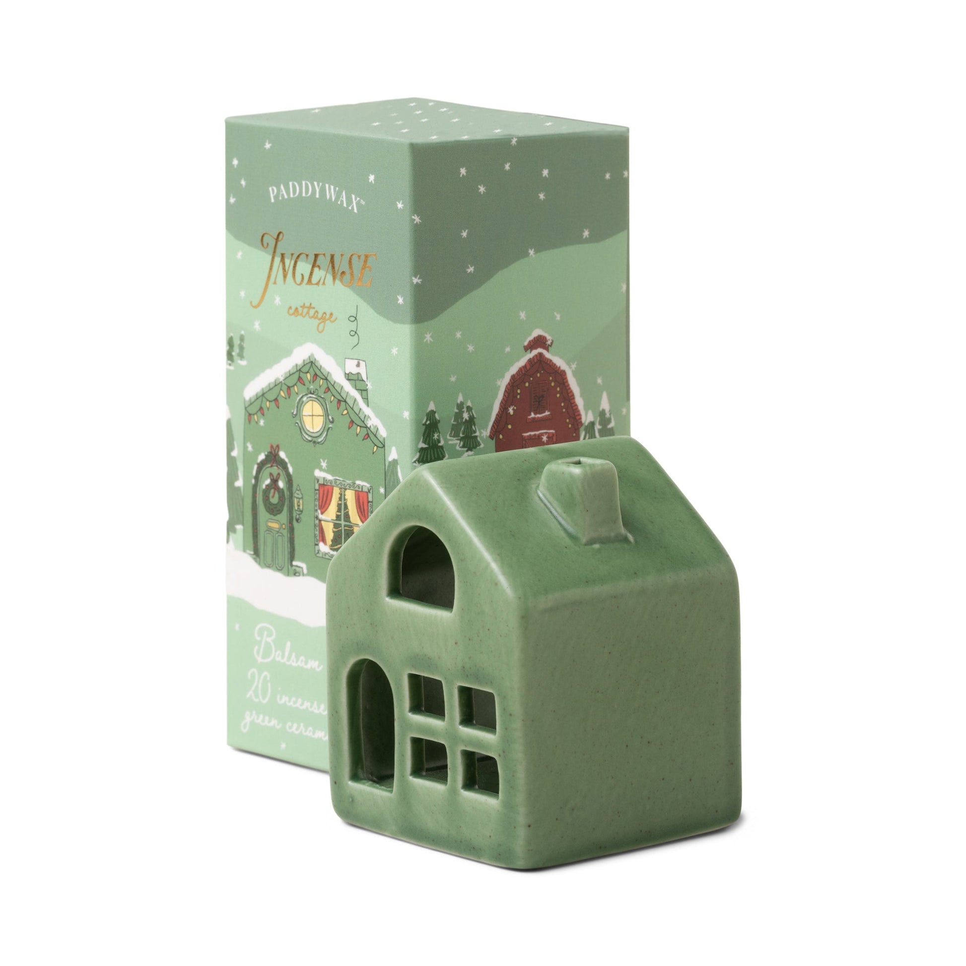 Holiday Town Incense Cone Holder - Cottage and box side by side