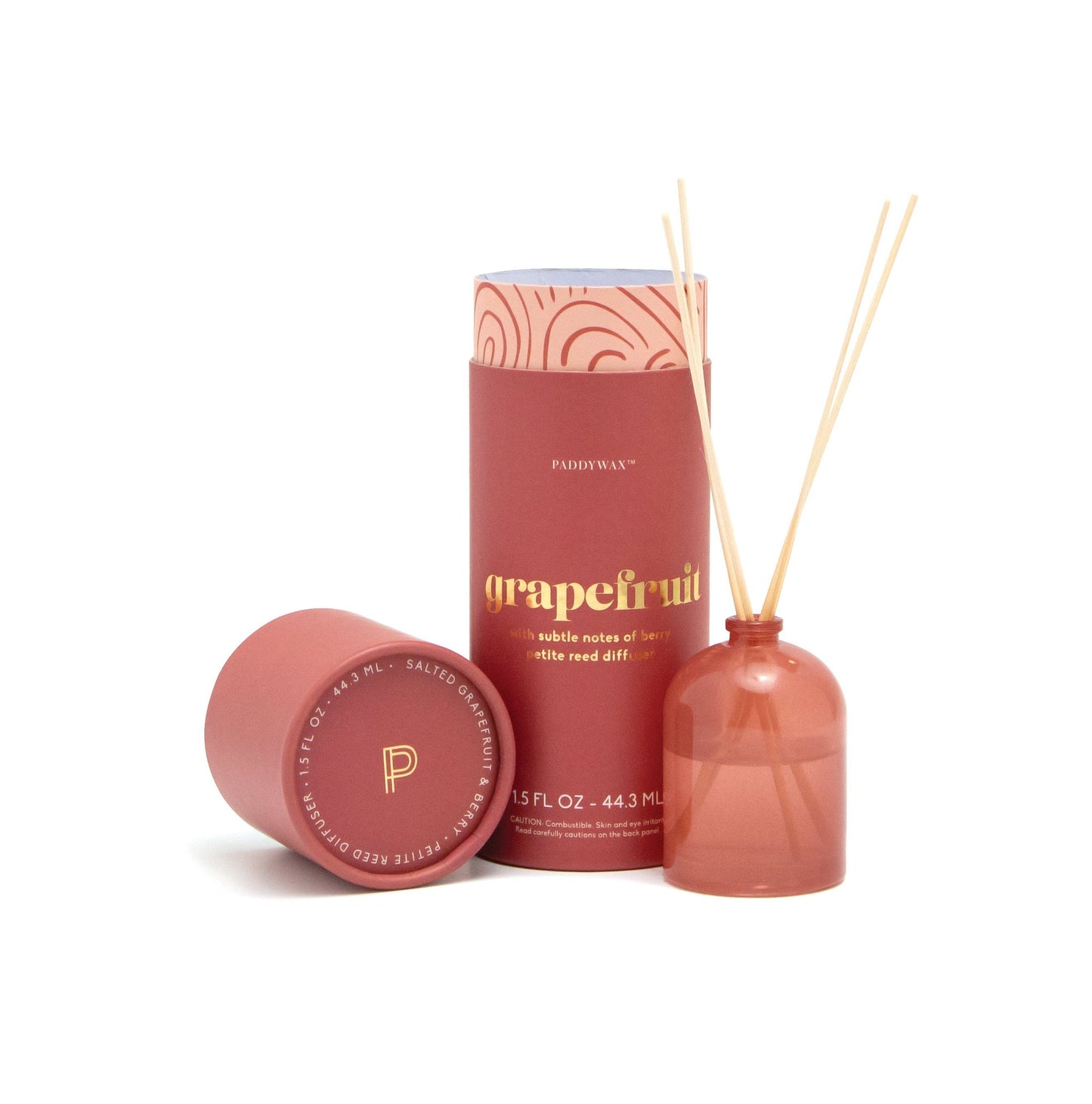 Petite Reed Diffuser - Grapefruit - red colored glass vessel