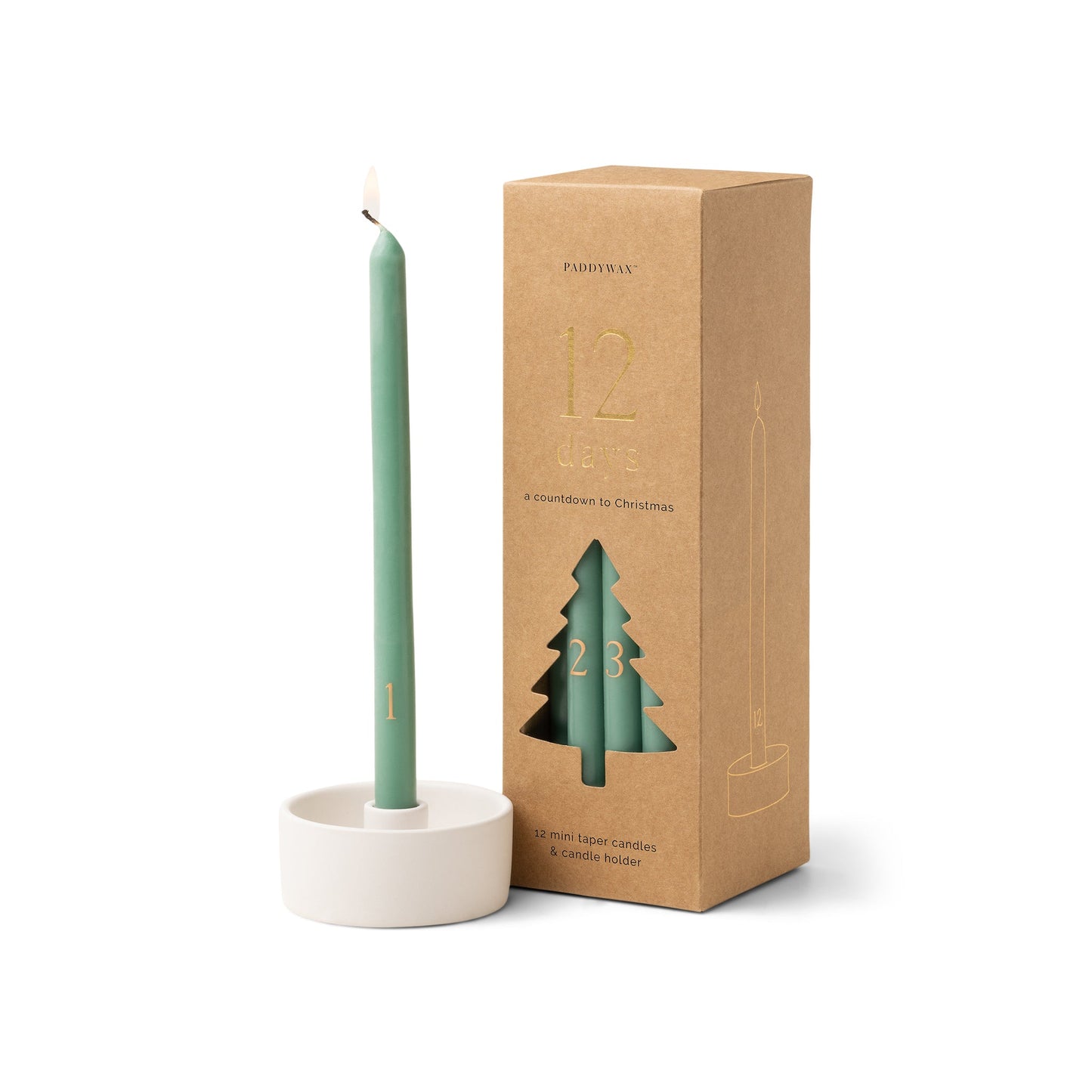 Cypress + Fir Taper 12 Days of Christmas Countdown Candle Set