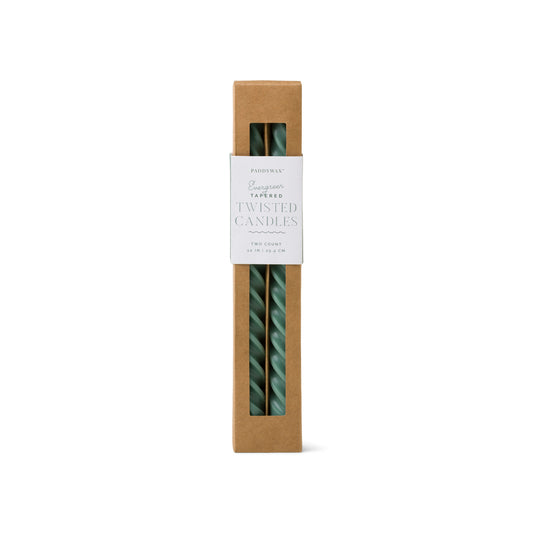Evergreen Twisted Taper Candles 2-count