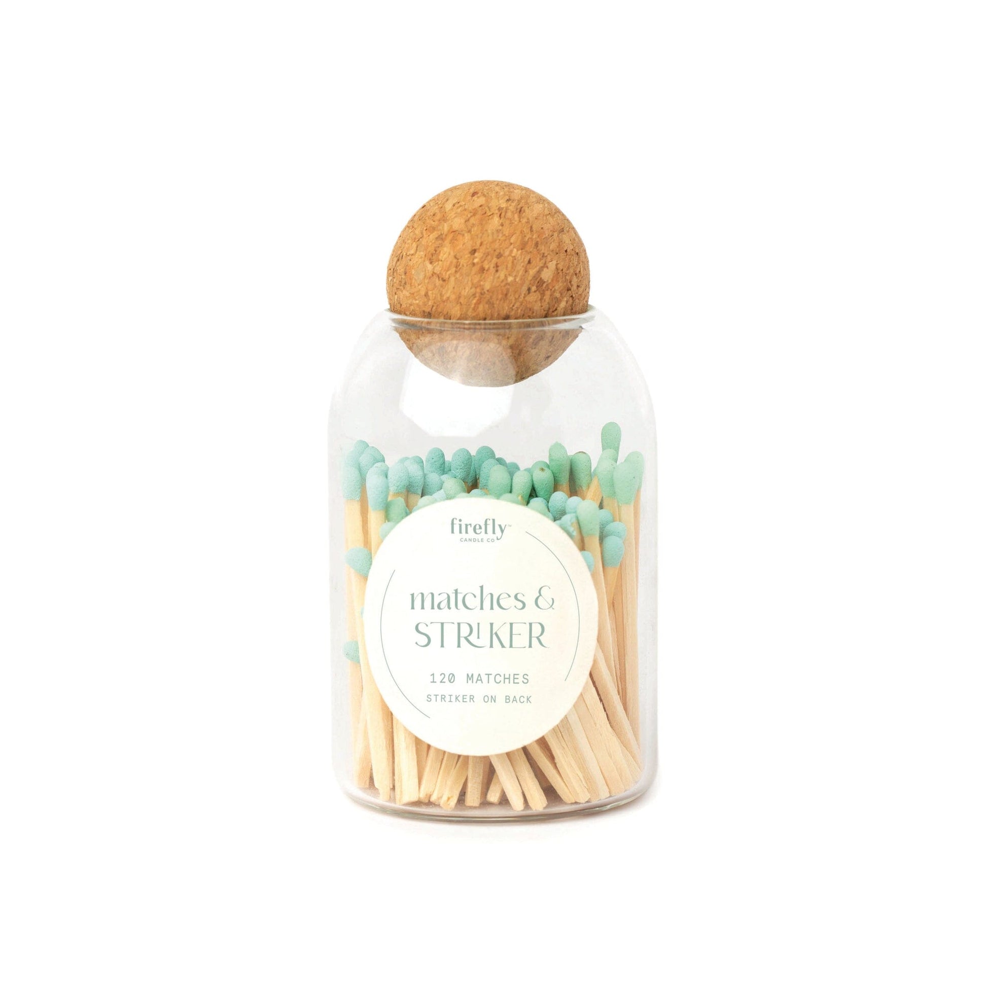 Safety Matches - Blue in class container with cork ball lid