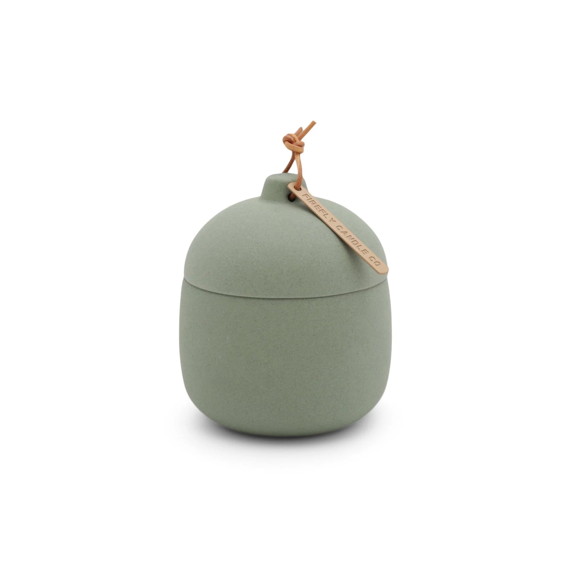 Keepsake 4 oz Candle - Fresh Cut Basil - green colored clay vessel