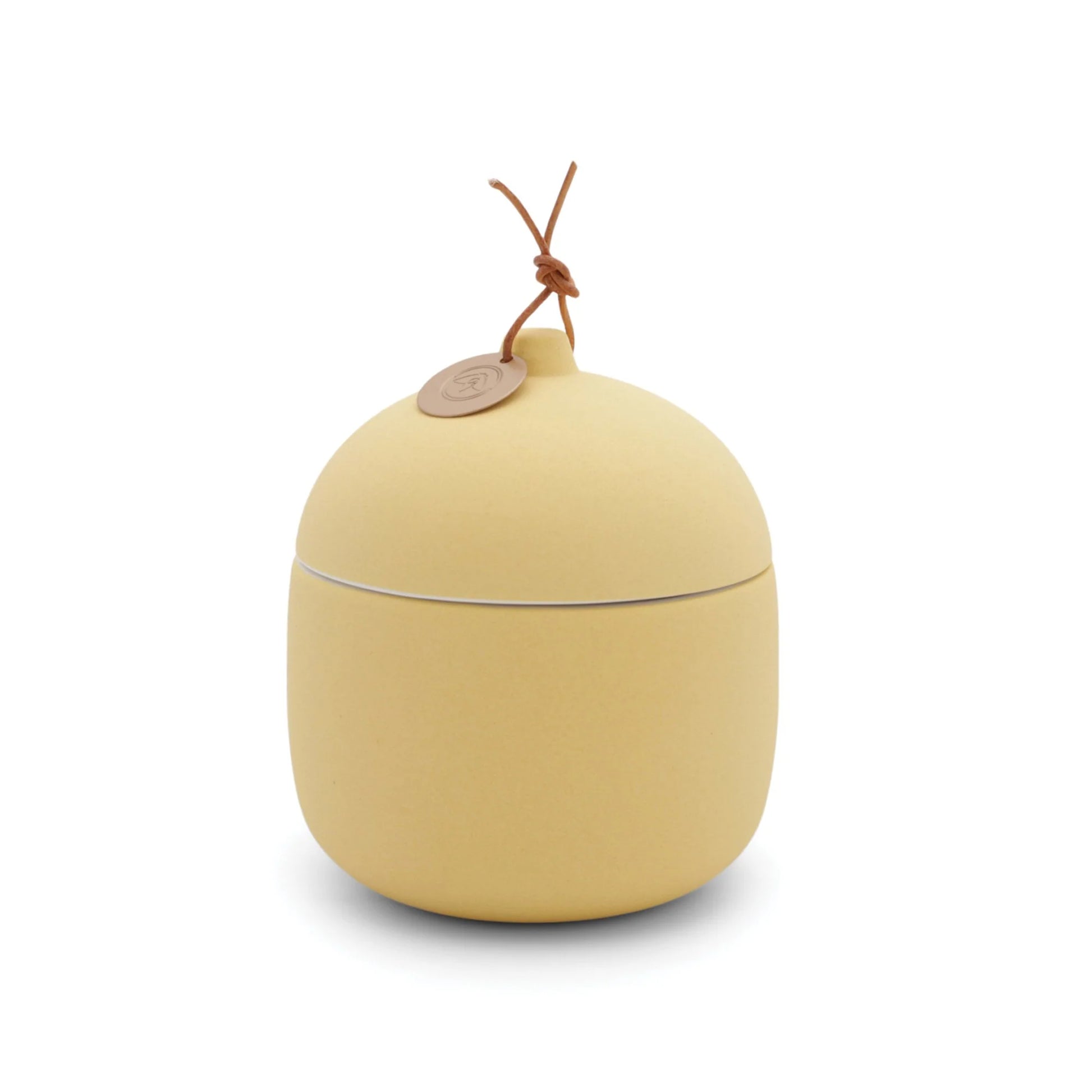 Keepsake 12 oz Candle - Lemon Hibiscus - colored yellow clay vessel