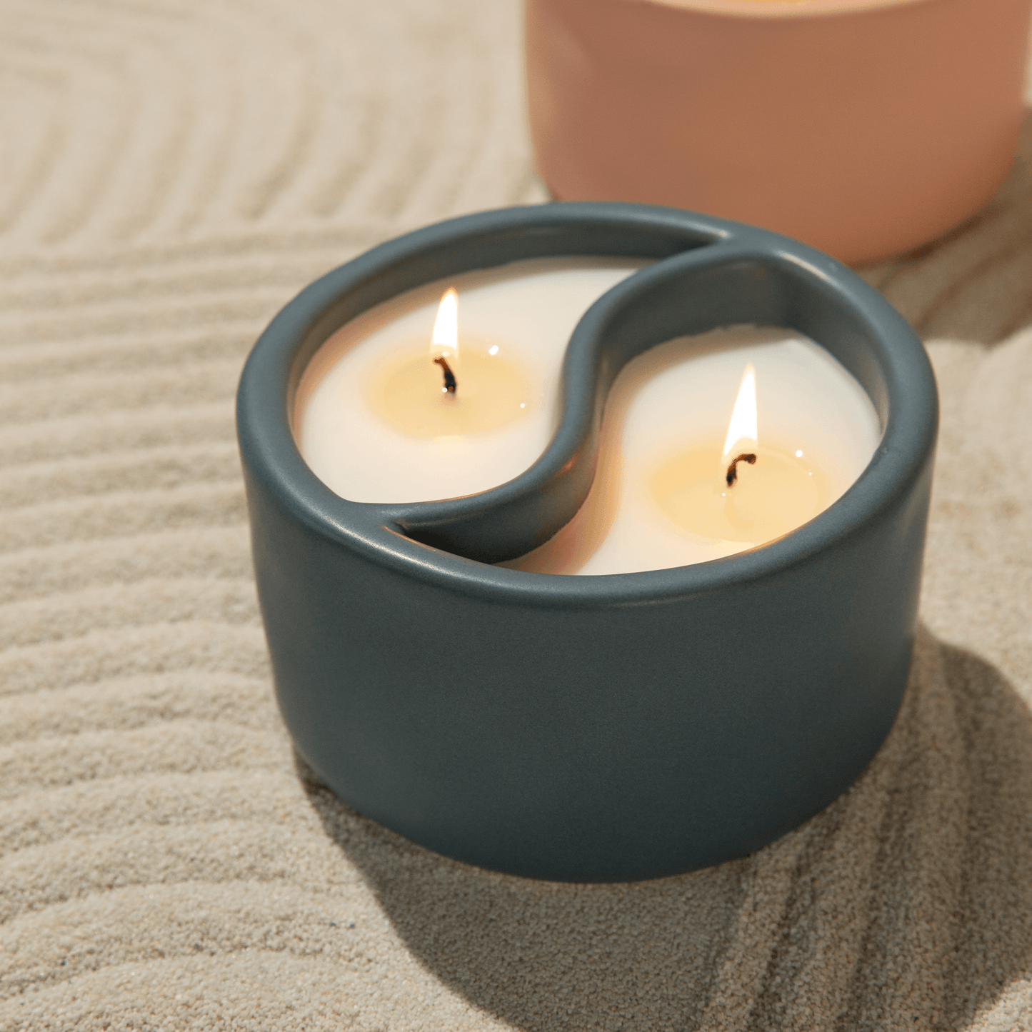 Yin Yang candle on soft background