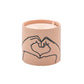 Impressions 5.75 oz Candle - Tobacco + Vanilla "Love Ya" - light pink colored vessel with a black outline hand making a heart
