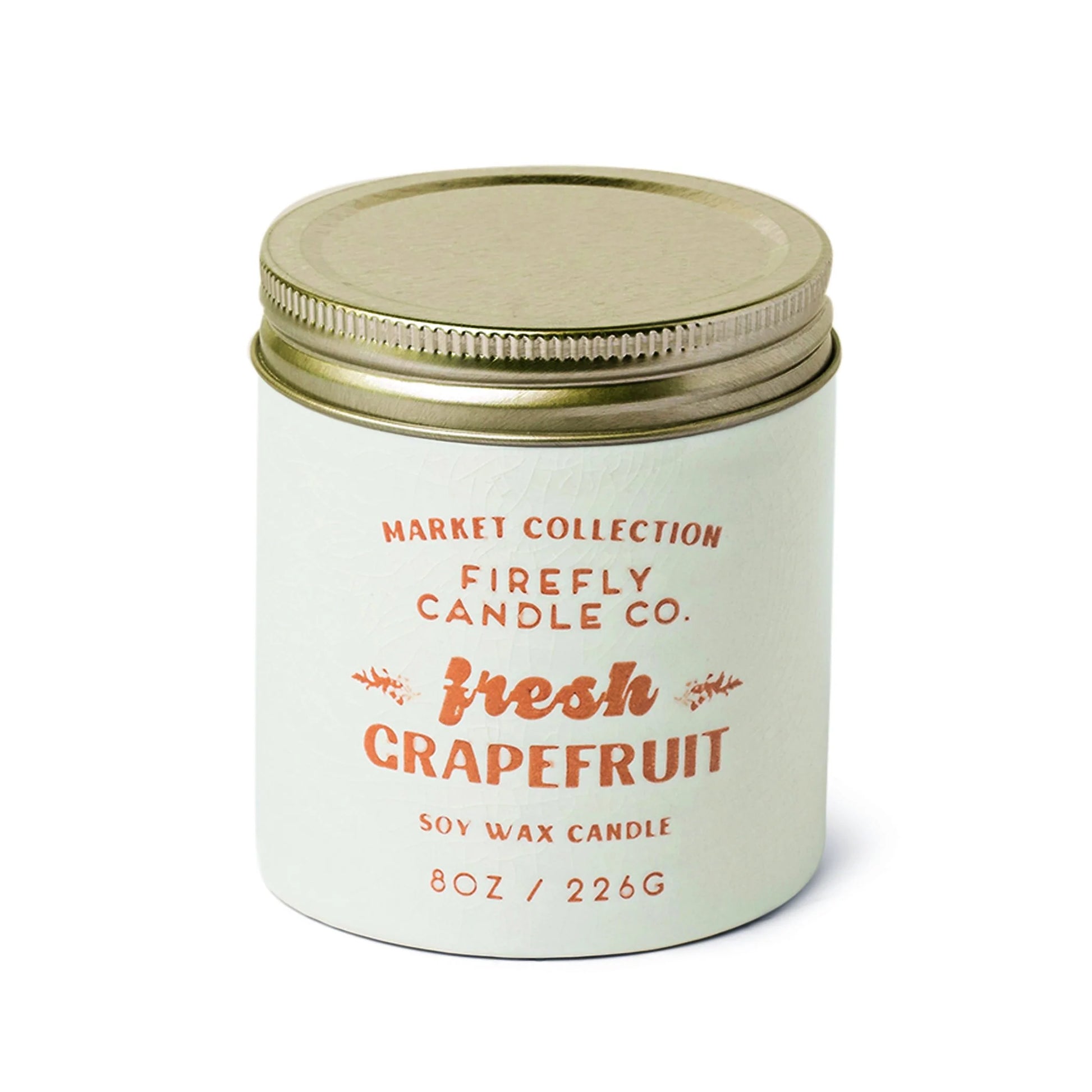 Market 8 oz Candle  - Fresh Grapefruit - white tin with orange lettering