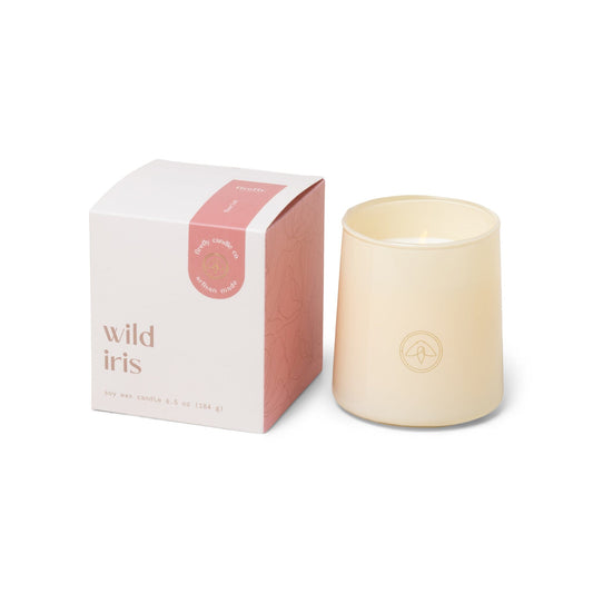 Flourish 6.5 oz Candle - Wild Iris box and candle side by side