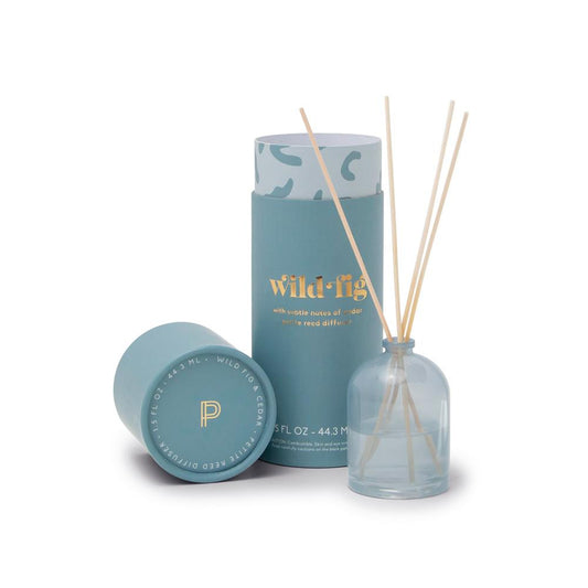 Petite Reed Diffuser - Wild Fig - blue colored glass vessel